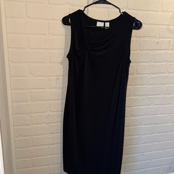 Chicos shift dress NEW black side twist neckline sleeveless stretch classic sz 1 - Picture 2 of 5